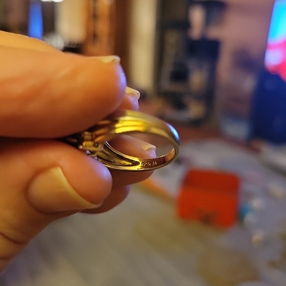 Lab created sapphire,  GOS ring. With zircons. Size 6 - Picture 4 of 6